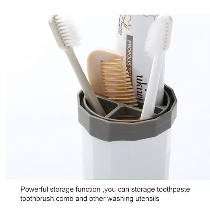 Portable Travel Toothbrush Case,3 in 1 Toothpaste Travel Case Holder Hard Plastic Tooth Brush Container Toothbrush Storage Box for Travel,Business,Home,Camping, School Supplies(White)