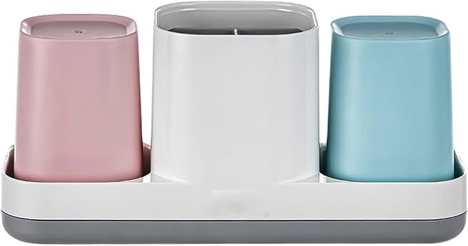 Toothbrush Holder for BathroomToothbrush Cup, Kids Toothbrush Holder with Bathroom Cup, Electric Toothbrush Toothpaste Holder and Bathroom Accessories Storage, Pink & Blue