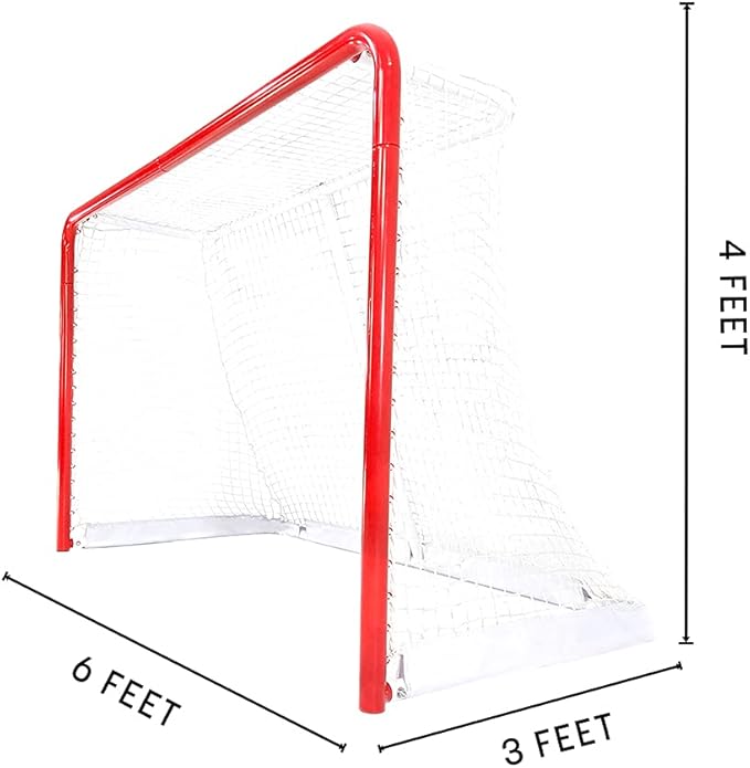 Skywalker Sports Competitive Series 6’ x 4’ Hockey Goal, White/Red (SSHG6400)-StrideForce Fitness