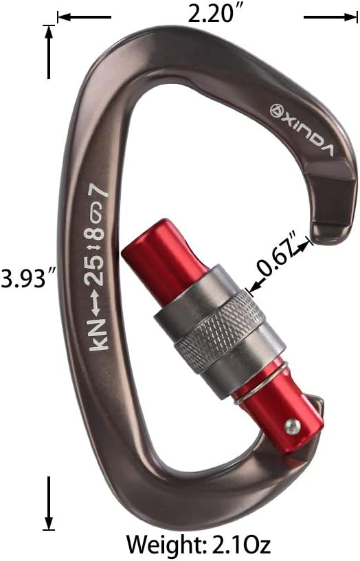 Screwgate Locking Carabiner Clip - Professional Rock Climbing Carabiner Screw Lock,Heavy Duty Carabiners for Climbing,Mountaineer,Hammock,Camping,Outdoor Equipment-StrideForce Fitness