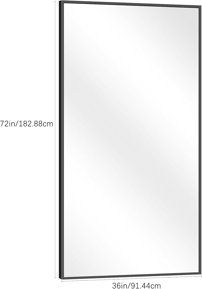 Black Bathroom Mirror for Wall, 72x36 Inch Rectangle Mirrors with Metal Frame, Modern Vanity Wall Mirror Decor for Entryway Hangs, Bathroom Living Room Horizontal or Vertical-StrideForce Fitness