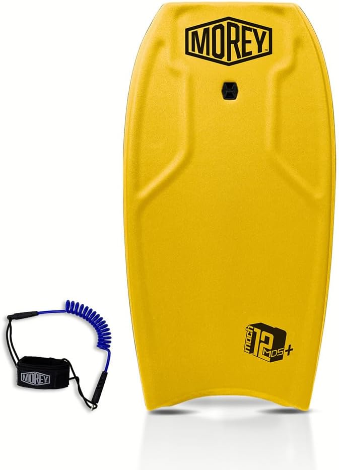 MOREY® Mach 12 MDS, 42.5" Bodyboard. Dynamic Speed Body Boards for Beach, for All Skill Levels, Embedded Fiberglass Stringer, with Coil Leash. Re-Engineered 2025 Model-StrideForce Fitness