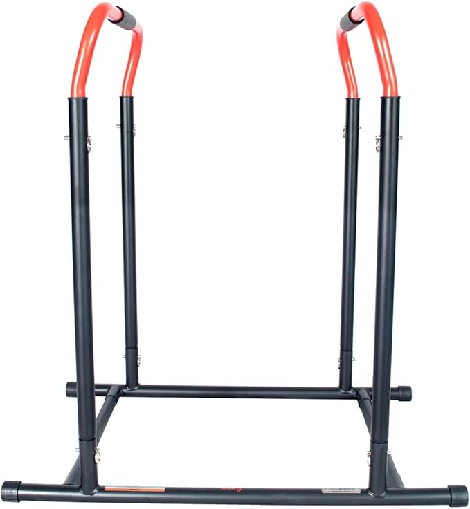 Sunny Health & Fitness Power Tower, Dip Bar, Push-Up & Pull Up Assisting Parallette Station w Optional Rock Climbing Grip Trainer-StrideForce Fitness