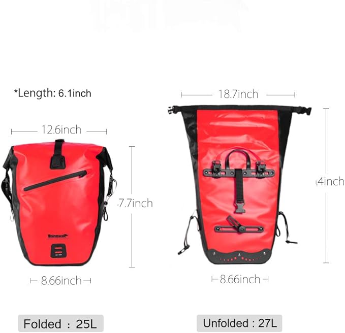 Rhinowalk Bike Bag Waterproof Bike Pannier Bag for Bicycle Cargo Rack Saddle Bag Shoulder Bag Laptop Pannier Rack Bicycle Bag Professional Cycling Accessories-StrideForce Fitness