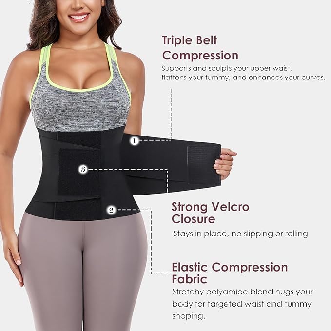 Waist Trainer for Women Waist Cincher Trimmer Ab Belt Tummy Control Body Shaper with Triple Wrap-StrideForce Fitness