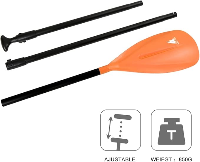 SUP Paddle - 3-Piece Adjustable Aluminium SUP Paddle with Glass Fiber Blade for Surfing, Floating, Water Sports-StrideForce Fitness