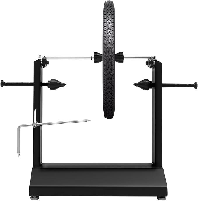Motorcycle Bike Wheel Balancer, Tire Balancer Stand with Adjustable Foot Pads & Centering Cones, Professional Bicycle Wheel Repair Steel Bearing Bracket Rim for Wheel Axle Diameter 0.55in-StrideForce Fitness