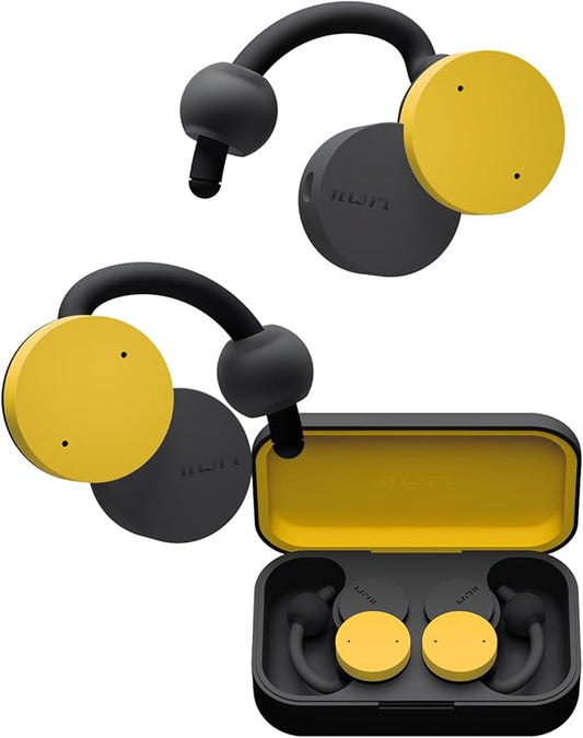 nwm DOTS Wireless On-Ear Speakers (Open Ear Earphones) Sound Leakage suppressed (PSZ Technology - Bone Conduction Alternative) with Optimal Microphone Function Designed in Japan | Mustard Yellow-StrideForce Fitness