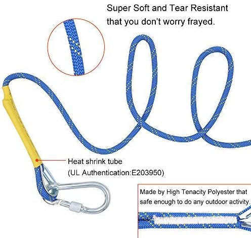 X XBEN Outdoor Climbing Rope 10M(32ft) 20M(64ft) 30M(96ft) 50M(160ft) 70M(230ft) 152M(500FT) 352M(1000FT) Static Rock Climbing Rope for Escape Rope Ice Climbing Equipment Fire Rescue Parachute-StrideForce Fitness