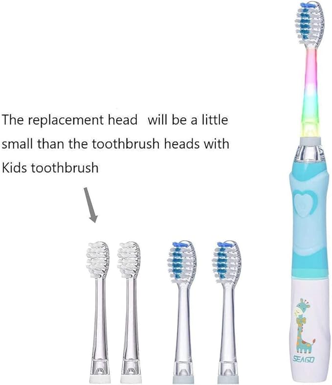 Toothbrush Replacement Heads - SG977 SG513 - SEAGO Kids Toothbrushes Heads for Toddlers - Compatible with SEAGO Electric Toothbrushes Kids (White, 4-Pack)