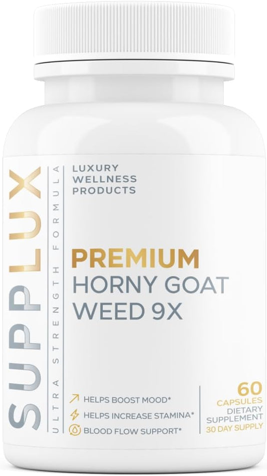Premium Horny Goat Weed + 9 Ingredients - Performance Pills for Men for Fast Acting Blood-Flow, Build Muscle & Supports Men's Health | 9 Backed Ingredients | 3rd Party Tested Supplement - 60 Pills-StrideForce Fitness