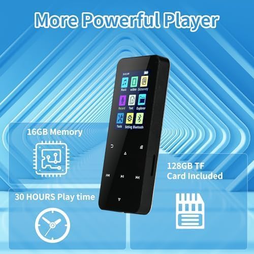 144GB MP3 Player, with Bluetooth 5.2, HiFi Sound,FM Radio, Voice Recorder, E-Book, Earphones Included，Portable Music Player for Kids ，Mini Design Ideal for Sport-StrideForce Fitness
