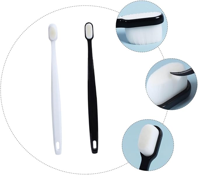 Soft Bristle Toothbrush for Adults and Pregnant Women, 2pcs Extra Soft Gum Care Toothbrushes Ultra-fine Bristles, Black and White, Suitable for Home and Travel Use