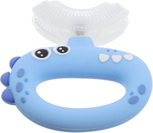 U Shaped Kids Toothbrush for Oral Care - 360° Rotating Silicone Head - Manual Self Brushing Toothbrush - Dinosaur Fun Brush for Ages 0-3 Kids
