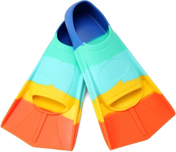 Kids Swim Fins,Short Kids Fins Youth Swimming Flippers for Lap Swimming Training for Children Girls Boys Beginners-StrideForce Fitness