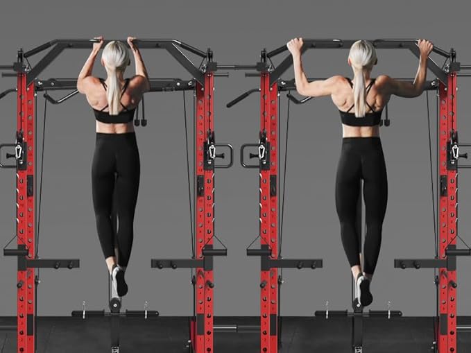 Mikolo Power Cage, Power Rack with Cable Crossover System, 1500LBS Squat Rack with LAT Pull Down System, Workout Cage with Pulley System for Fitness Home Gym-StrideForce Fitness