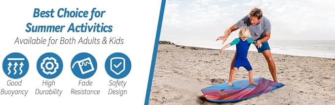 Body Board Lightweight with EPS Core, HDPE Slick Bottom, Leash & Adjustable Wrist Rope, Great Surfing for Kids and Adults-StrideForce Fitness