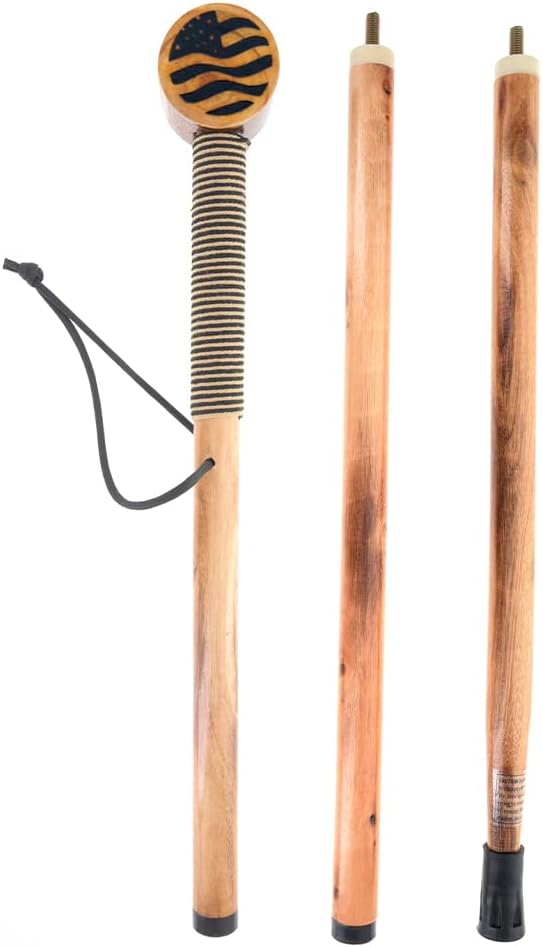 SE 3 Piece 55" Detachable Pine Wood Walking/Hiking Stick with Metal Tip, Reinforced Rubber Tip, and Water-Resistant Travel Pouch - Portable and Durable for Outdoor Adventures-StrideForce Fitness