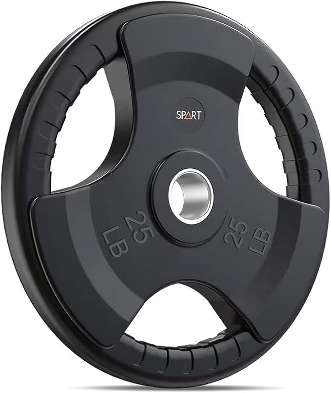 SPART Weight Plate 2-Inch Rubber Coated Olympic Grip Plate for Barbell,Solid Cast Iron Weight Plates in Pairs or Single for Strength Training,Weightlifting,Crossfit,Home Gym(5LB/10LB/25LB/35LB/45LB)-StrideForce Fitness