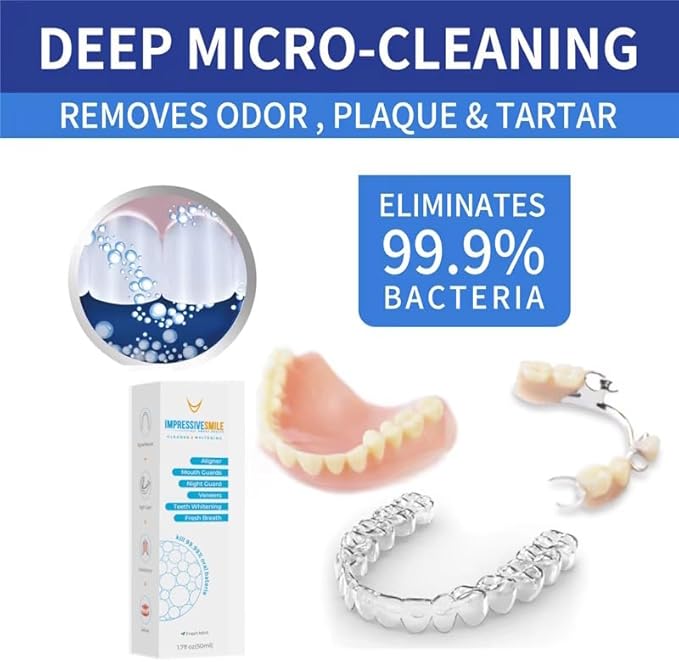 Dental Appliance Cleaner and Teeth Whitener Foam Compatible with Aligners, Retainers, Mouthguards, & Nightguards– Whitens Teeth, Fights Bad Breath – 50ml (1 Pack)
