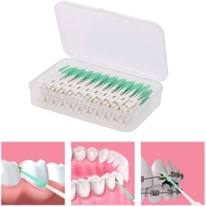 Interdental Brushes Ultra Tight Disposable Tooth Cleaner Brushes Silicone Toothpick Brush for Interdental Spaces Green 160Pcs/Box