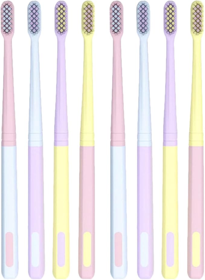 8Pcs Soft Bristle Toothbrush for Sensitive Gums Flexible Small Head Gum Care Toothbrushes in Pastel Colors for Adults and Travel
