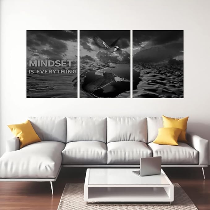 Yetaryy 3 Panels Inspirational Canvas Painting Motivational Wall Art Success Framed Poster Grind Hustle Positive Quotes Wall Poster Office Inspirational Wall Decor 36''W x 16''H (Animals-HeiYing-3S)-StrideForce Fitness