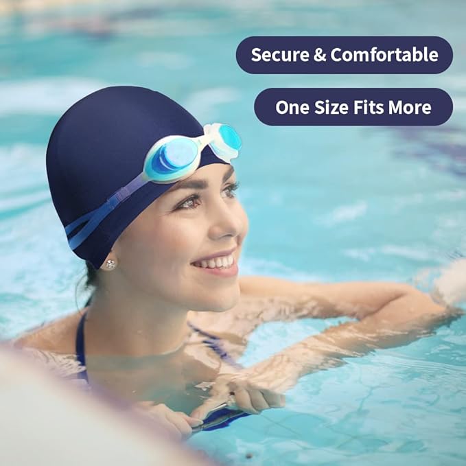 2pcs Cloth Swim Caps for Both Women & Men & Kids Fabric Durable Non-Waterproof Elastic Swimming Pool Cap Bathing Cap for Long and Short Hair-StrideForce Fitness