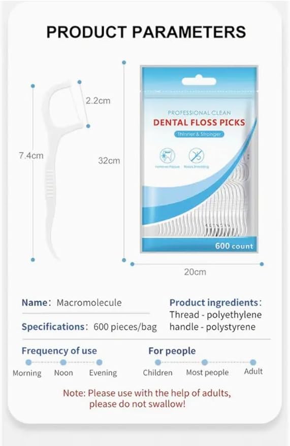 Professional Clean Dental Floss Picks – 300 Count Bag