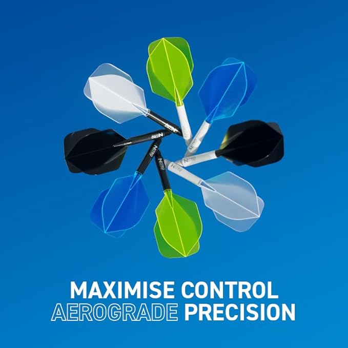 RED DRAGON Darts – Nitro Flite Integrated Flight & Shaft System – No.2 Shape and Design - Available in Short, Intermediate & Medium - Available in Variety of Colours - Professional Darts Accessories-StrideForce Fitness