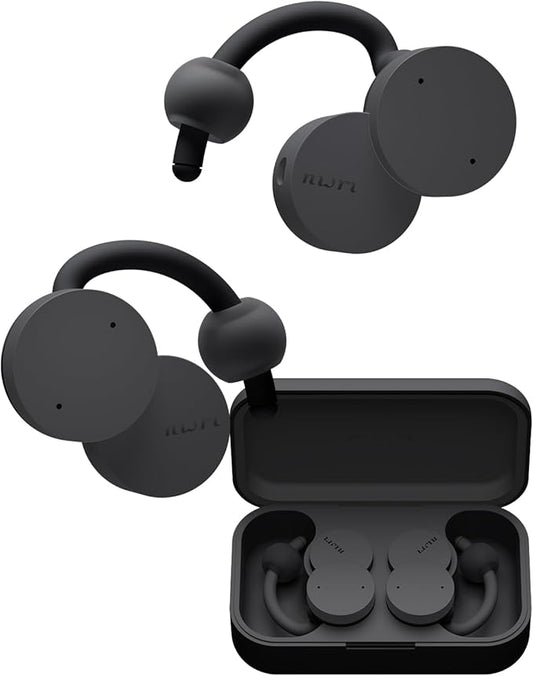 nwm DOTS Wireless On-Ear Speakers (Open Ear Earphones) Sound Leakage suppressed (PSZ Technology - Bone Conduction Alternative) with Optimal Microphone Function Designed in Japan | Charcoal Black-StrideForce Fitness
