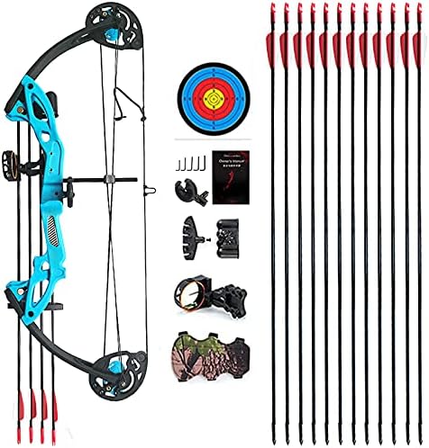 Compound Bow Archery for Youth and Beginner, Right Handed,19”-28” Draw Length,15-29 Lbs Draw Weight, 260 fps-StrideForce Fitness