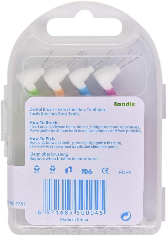 Angzhili 10 pcs Orthodontic Interdental Brush Mini Brush with Toothpick,Tooth Cleaning Tool