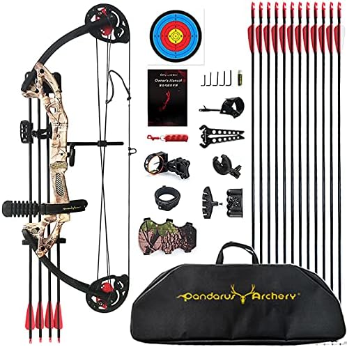 Compound Bow Archery for Youth and Beginner, Right Handed,19”-28” Draw Length,15-29 Lbs Draw Weight, 260 fps-StrideForce Fitness