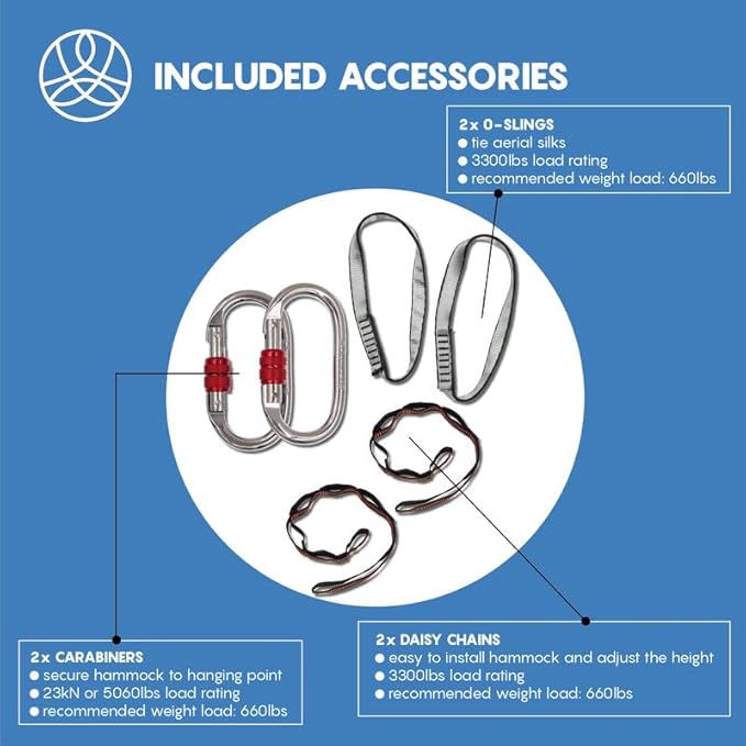 Aerial Silk Yoga Hammock & Swing for Home, Inversion Exercises, Starter Kit for All Levels - Durable with Extension Straps, Carabiners, and Pose Guide-StrideForce Fitness