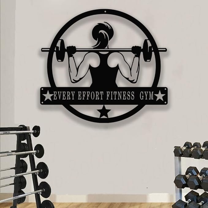 Personalized Gym Sign - Custom Name Metal Sign - Workout Room Home Decor - Family Gym Wall Art - Gifts for Mom Sister Women, Metal Gym Signs-StrideForce Fitness
