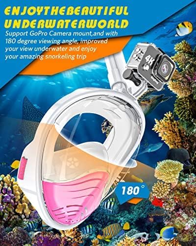 QingSong Full Face Snorkel Mask for Adults, Snorkeling Gear with Camera Mount, 180 Degree Panoramic View Snorkel Set Anti-Fog Anti-Leak-StrideForce Fitness