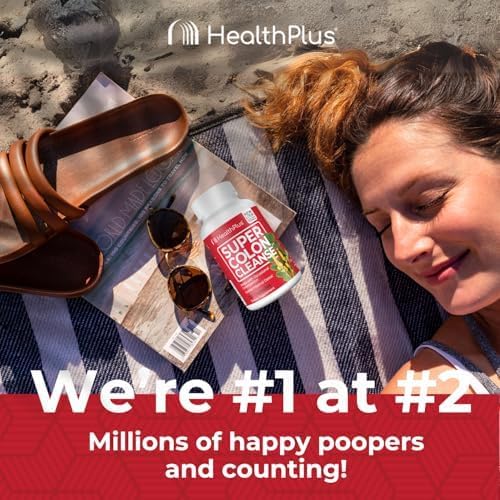 Health Plus Super Colon Cleanse 30 Day Supply of Gentle Gut Cleanse Detox, Psyllium Husk, Probiotics for Constipation Relief & Digestive Support, 120 Capsules-StrideForce Fitness