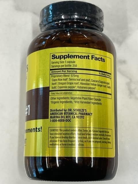 Dr. Schulze's Intestinal Formula #1 | All Natural Bowel Cleanse | Promotes Regular Bowel Movements | Improves Detoxification | Strong Herbal Formula | Family Size | 250 ct Vegan - Packaging May Vary-StrideForce Fitness