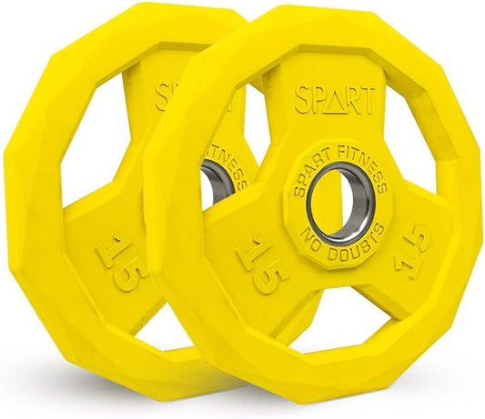 SPART Color Coded Weight Plate 2-Inch Rubber Coated Olympic Grip Plate for Barbell, Solid Cast Iron Weight Plates for Strength Training, Weightlifting, Crossfit, Home Gym, 2.5LB/5LB/10LB/25LB/35LB/45LB, Pair-StrideForce Fitness