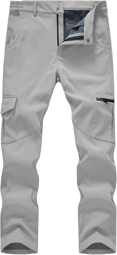 TBMPOY Men's Snow Ski Fleece Lined Hiking Pants Waterproof Winter Snowboard Warm Outdoor Insulated Pants Windproof