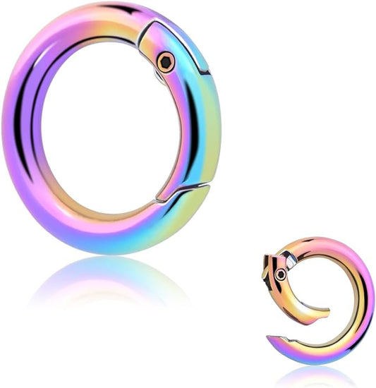 10Pack 3/4 Inch Round Carabiner, Metal Keychain Rings Spring O Ring for Purse Shoulder Bag Chain Ring Clip Replacement Paracord Keychain Lanyard Leather DIY Crafts (Rainbow)-StrideForce Fitness