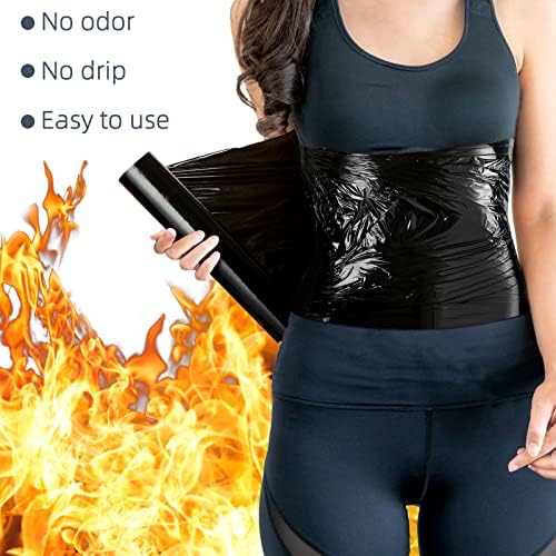 60 Meters Black Osmotic Plastic Body Wrap, Workout and Sweat Enhancer Stomach Wrap Body Wrap Film Applicator Power Wrap(3 Rolls)-StrideForce Fitness