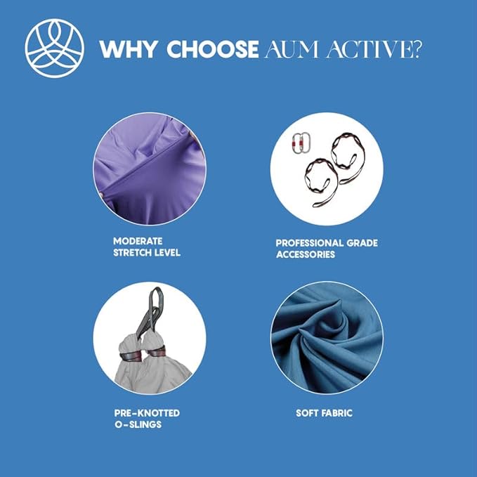 Aerial Silk Yoga Hammock & Swing for Home, Inversion Exercises, Starter Kit for All Levels - Durable with Extension Straps, Carabiners, and Pose Guide-StrideForce Fitness