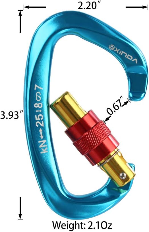 Screwgate Locking Carabiner Clip - Professional Rock Climbing Carabiner Screw Lock,Heavy Duty Carabiners for Climbing,Mountaineer,Hammock,Camping,Outdoor Equipment-StrideForce Fitness