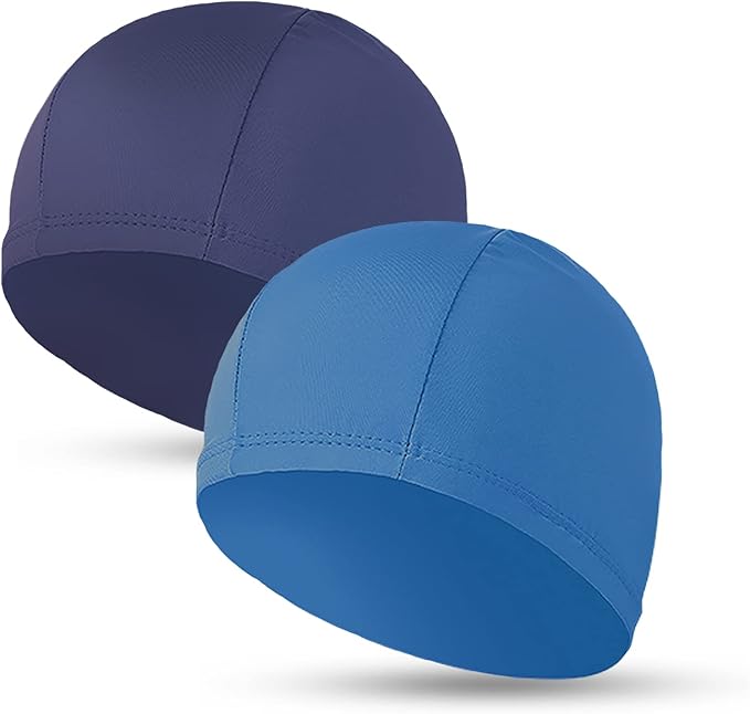 2pcs Cloth Swim Caps for Both Women & Men & Kids Fabric Durable Non-Waterproof Elastic Swimming Pool Cap Bathing Cap for Long and Short Hair-StrideForce Fitness