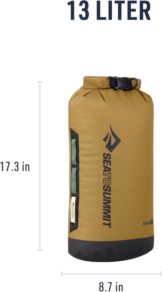 Sea to Summit Big River Dry Bag, Heavy-Duty Dry Storage, 13 Liter, Gold Brown-StrideForce Fitness