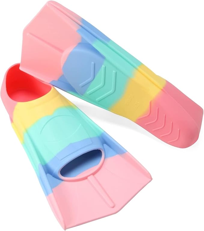 Kids Swim Fins,Short Kids Fins Youth Swimming Flippers for Lap Swimming Training for Children Girls Boys Beginners-StrideForce Fitness
