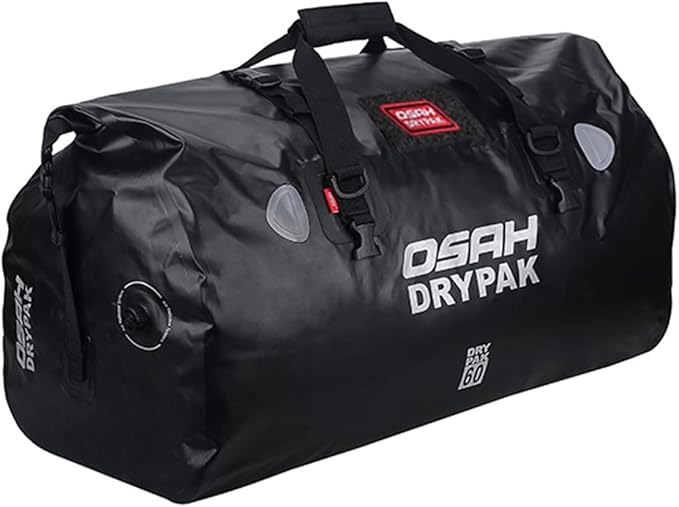Waterproof Duffel& Luggage Bag - Motorcycle Dry Bag Tail Saddle Bags with Roll Top Closure,Large Storage Space,for Camping, Kayaking, Fishing & Traveling(Black, 60L)-StrideForce Fitness