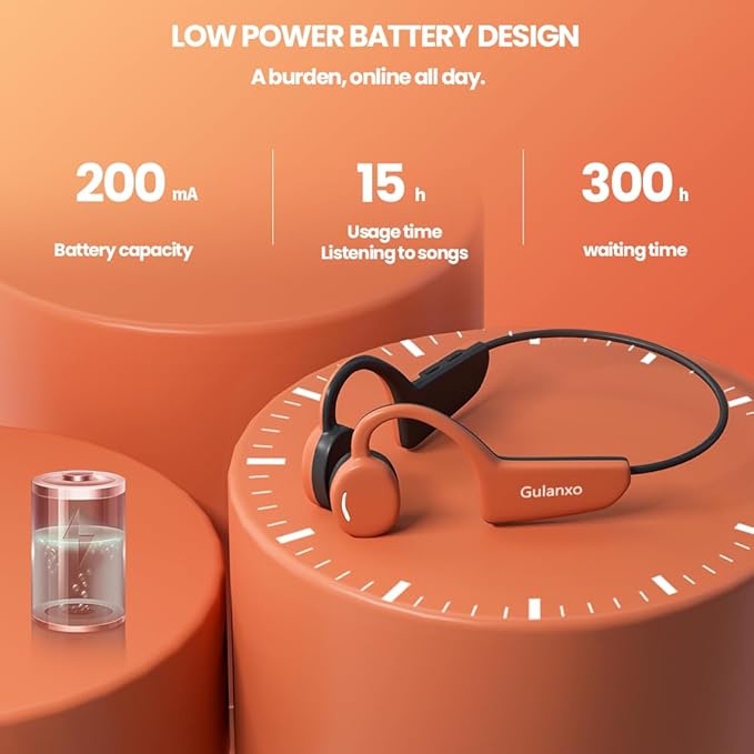 Open Ear Headphones, Open Wireless Earphones, 15HBluetooth Playback 5.3 Sports Earphones, Built-in Microphone, Suitable for Sports Running,Exercise (Black&Orange)-StrideForce Fitness